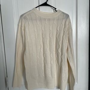 Kohl's Cream Cable-Knit Crewneck Sweater